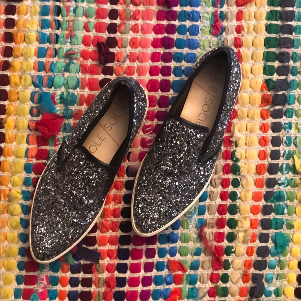 Glitter slip on sneakers